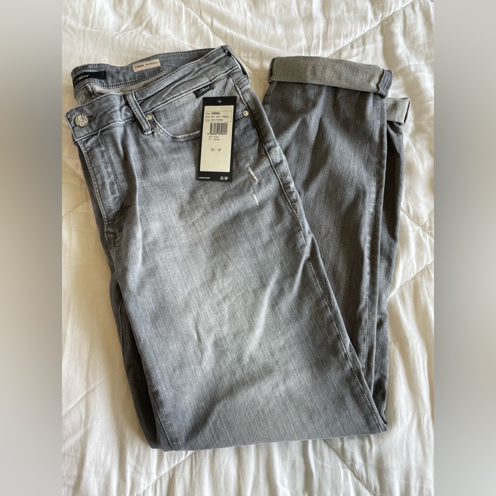 Mavi Slim Boyfriend Grey Wash Cuffed Jean